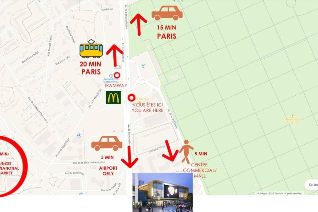 Appartement Paisible Et Bien Situe - Proche Aeroport D'Orly Et Tramway Pour Paris Thiais Exteriér fotografie